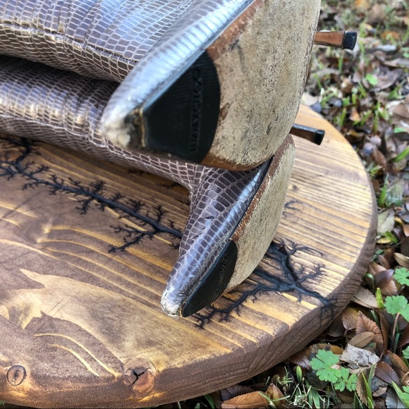 Jimmy Choo Lizard Embossed Stilletto Boots sz 8.5 - Picture 6 of 8